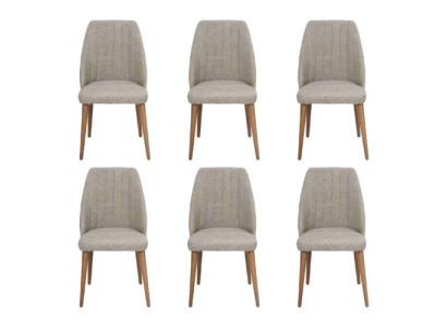Modern 6x Stühle Polsterstuhl Luxus Sessel Grau Stuhl Lehnstuhl Esszimmer