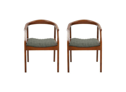 Stuhl Braun Design Wohnzimmer Esszimmer Holz 2x Stühle Polster mit Armlehne