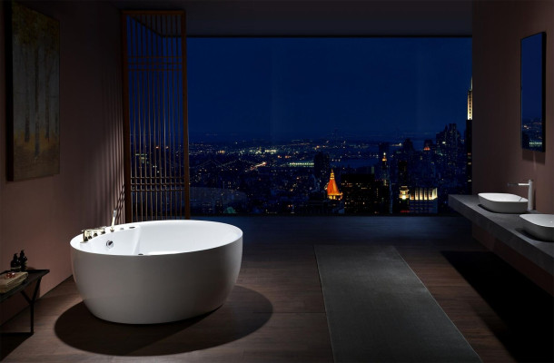 Rund Badewanne Whirlpool Wanne Relax Wannen Spa Weiß 150cm Sprudel Massagedüsen