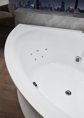 Eckwanne Badewanne Eckbadewanne Whirlpool Ergonomisch Wasserfall LED