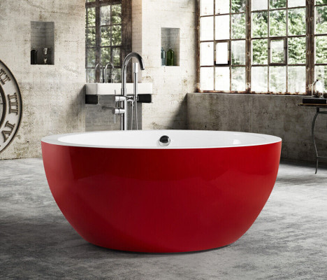 Freistehende Badewanne Wanne Standbadewanne Runder Rot Modern Bad