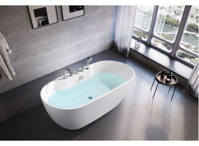Standbadewanne Oval Badezimmer Acryl Badewanne Wanne Freistehende Weiß