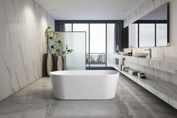 Badezimmer Acryl Badewanne Wanne Weiß Standbadewanne Zeitgenössisch