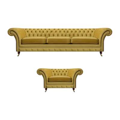 Wohnzimmer Set Sofa Couch Dreisitze 3+1 Sessel Sofagarnitur Chesterfield