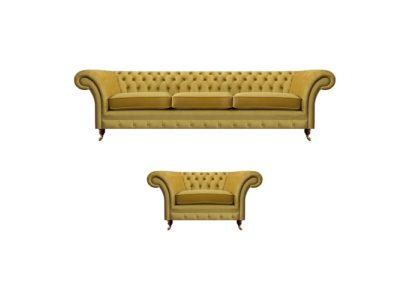 Wohnzimmer Set Sofa Couch Dreisitze 3+1 Sessel Sofagarnitur Chesterfield