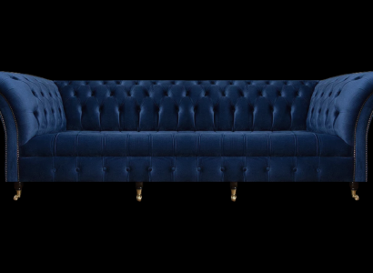 Wohnzimmer Sofa Viersitzer Couch Polstermöbel Blau Luxus Chesterfield
