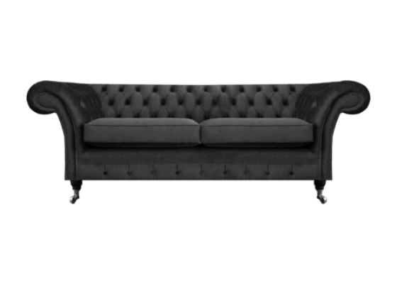 Luxus Schwarz Sofa Zweisitzer Textil Couch Wohnzimmer Einrichtung Chesterfield
