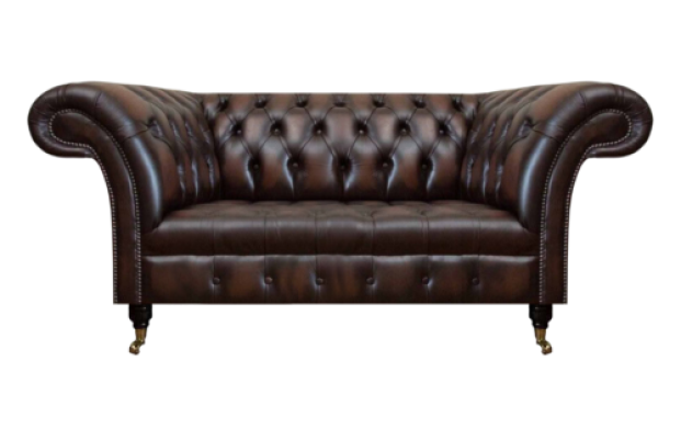 Braun Luxus Leder Sofa Zweisitzer Couch Wohnzimmer Polstermöbel Chesterfield