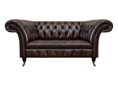 Braun Luxus Leder Sofa Zweisitzer Couch Wohnzimmer Polstermöbel Chesterfield