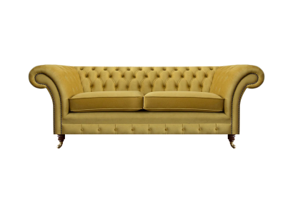 Sofa Couch Zweisitzer Luxus Einrichtung Gelb Chesterfield Wohnzimmer