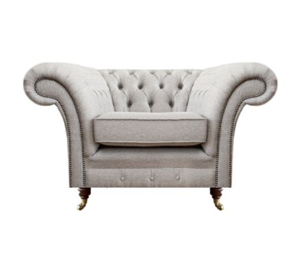 Wohnzimmer Luxus Sessel Polstermöbel Neu Grau Sitz Textil Chesterfield