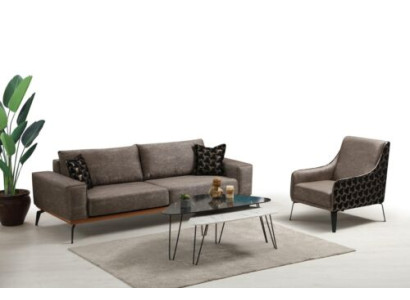 Sofagarnitur Dreisitzer Sessel Stoffsofa Polstersofa Grau Couch Sofa
