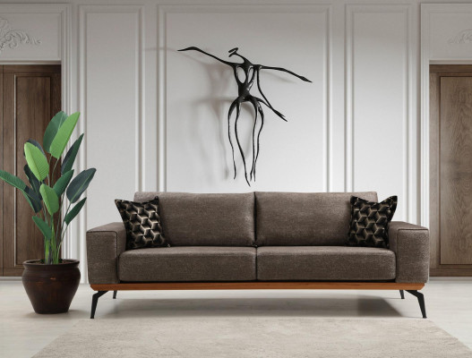 Sofagarnitur Dreisitzer Sessel Stoffsofa Polstersofa Grau Couch Sofa
