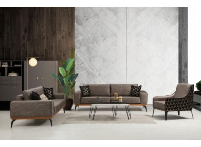 Komplette Wohnzimmer Couchgarnitur 2x 3-Sitzer Sofas Stoff Sessel 3tlg