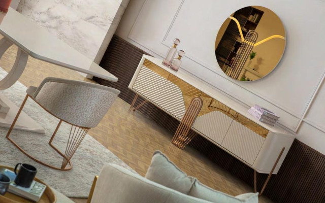 Exklusives Esszimmer Set Esstisch 4x Polsterstühle Anrichte 6tlg