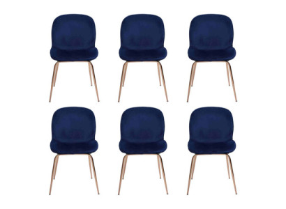 EsszimmerGruppe Garnitur Blau Stühle 6x Stühle Set Textil Polster Sitz
