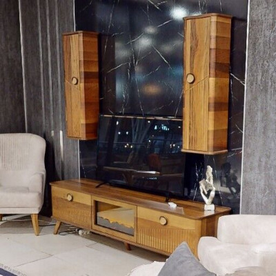 Stilvoller Hellbrauner TV-Lowboard Designer RTV Wohnzimmer Sideboard