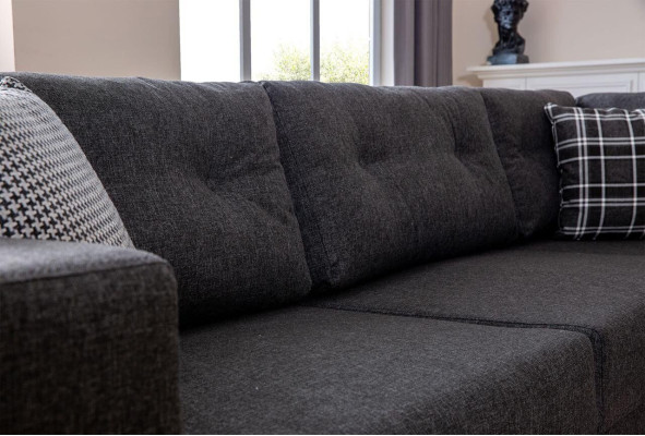 Graues Wohnzimmer L-Form Sofa Designer Stoffsofa Luxus Moderne Couch