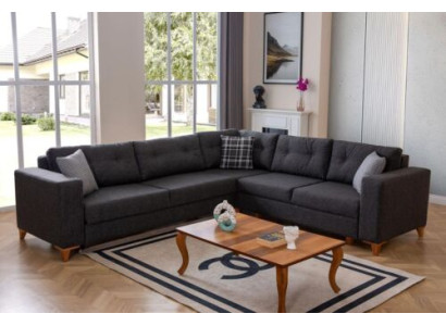 Exklusives Dunkelgraues Ecksofa Wohnzimmer Polstercouchen L-Form Sofa