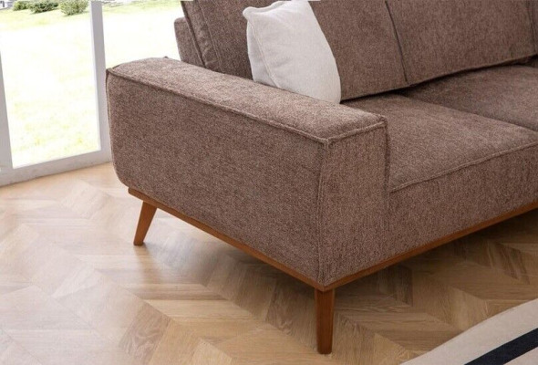 Einfarbiges Ecksofa Wohnzimmer Polstersofa Designer Textil Luxus Couch