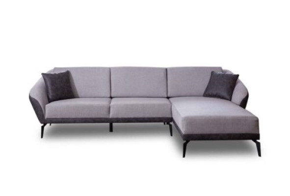 Weiß-Graues L-Form Wohnzimmer Stoffsofa Designer Ecksofa Textil Möbel