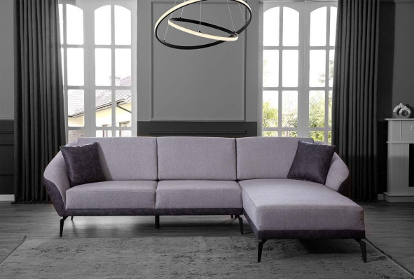 Weiß-Graues L-Form Wohnzimmer Stoffsofa Designer Ecksofa Textil Möbel