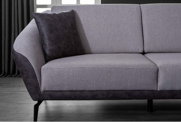 Weiß-Graues L-Form Wohnzimmer Stoffsofa Designer Ecksofa Textil Möbel
