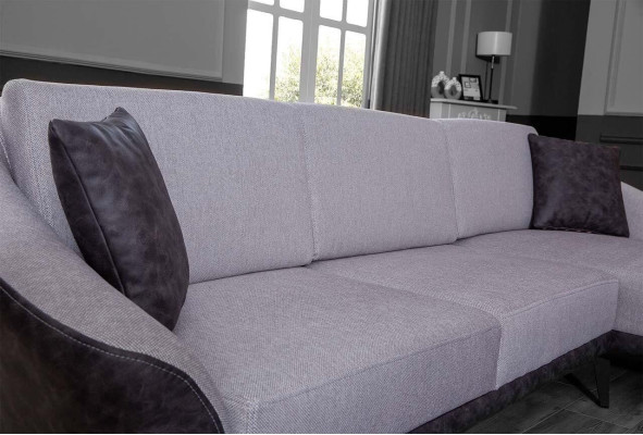 Weiß-Graues L-Form Wohnzimmer Stoffsofa Designer Ecksofa Textil Möbel