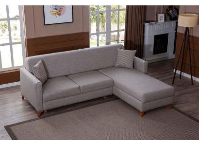 Hellgraues Stoffsofa Wohnzimmer Designer Couch Luxuriöses Ecksofa Neu