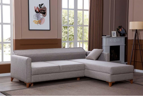 Hellgraues Stoffsofa Wohnzimmer Designer Couch Luxuriöses Ecksofa Neu