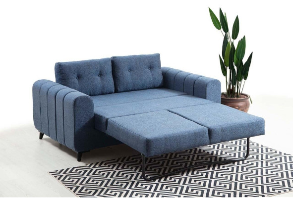 Hellblauer Zweisitzer Wohnzimmer Designer 2-Sitzer Luxus Stoffsofa Neu
