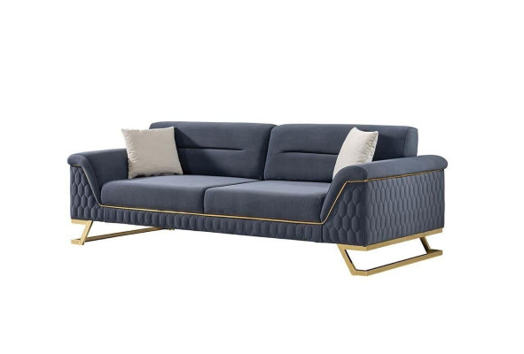 Blauer Wohnzimmer Designer Edelstahl 3-Sitzer Moderne Luxus Möbel Neu