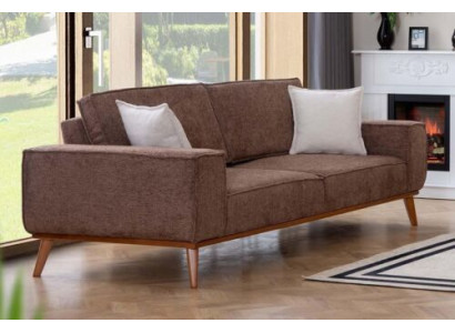 Brauner Textil Dreisitzer Wohnzimmer Stoffsofa Luxuriöse Polster Möbel