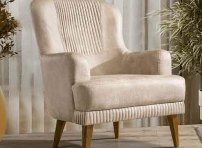 Beiger Einsitzer Designer Sessel Wohnzimmer Stilvoller Polstersitzer