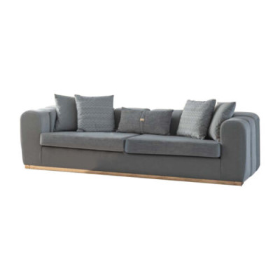 Designer Grauer Viersitzer Luxuriöser Großer 4-Sitzer Edle Polster Sofa