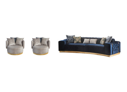 Wohnzimmer Komplette SItzgarnitur Chesterfield 4-Sitzer 2x Sessel 3tlg
