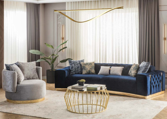 Wohnzimmer Komplette SItzgarnitur Chesterfield 4-Sitzer 2x Sessel 3tlg