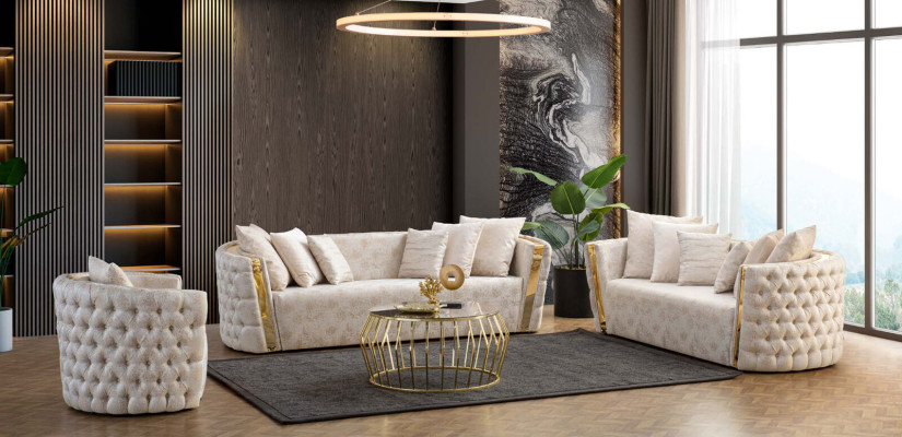 Beige Wohnzimmer Chesterfield Sitzer 2-Sitzer Luxuriöser Sitz Sessel