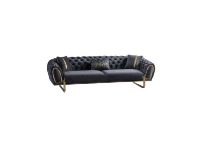 Schwarze Polstercouch Designer Chesterfield Wohnzimmer Polster Sofa