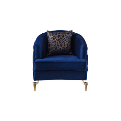 Modern Chesterfield 2x Sessel Blau Möbel Textil Stoff Wohnzimmer Neu