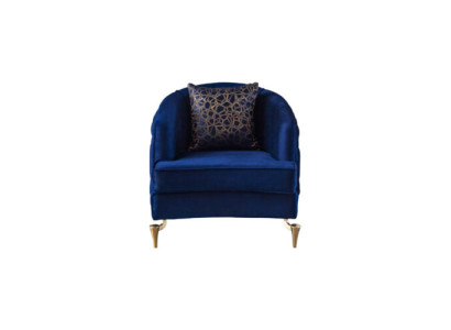 Modern Chesterfield 2x Sessel Blau Möbel Textil Stoff Wohnzimmer Neu