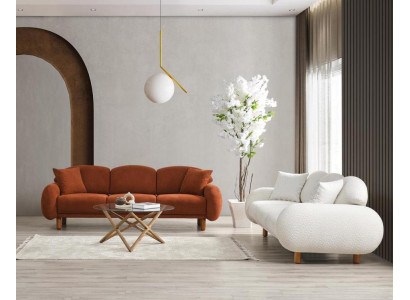 Moderne Polstersofa Garnitur Wohnzimmer Dreisitzer Weißer 3-Sitzer 2tlg