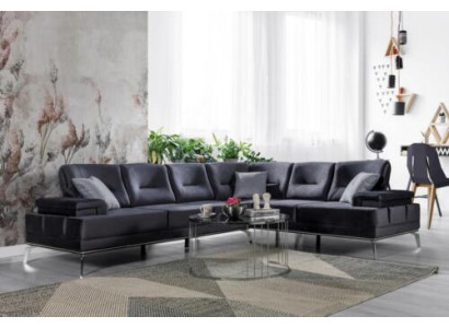 Graue Polstercouch Designer Edelstahl Ecksofa Moderne Wohnzimmer Möbel