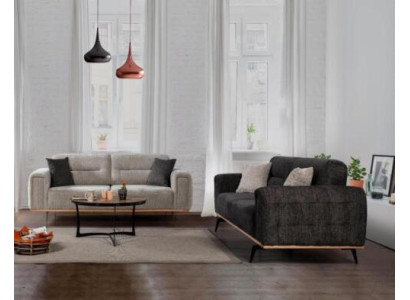 Moderne Graue Couchgarnitur 2x Dreisitzer Luxuriöse Polster Sofas 2tlg