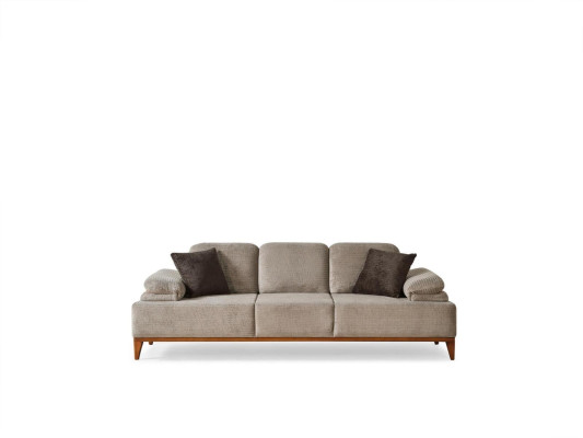 Komplette Braun-Graue Wohnzimmer Sitzgarnitur Polstersofas Sessel 3tlg