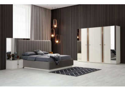 Exklusive 4tlg.Schlafzimmer Set Stil Bett 2x Nachttische und Kleiderschrank
