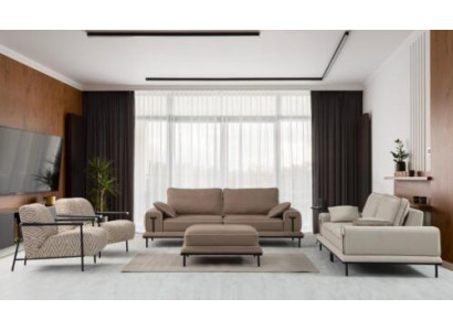 Stilvolle Wohnzimmer Garnitur Designer Poslter Sofas Einsitzer Hocker