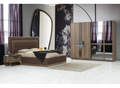 luxuriöse Schlafzimmer Set aus Bett 2x Nachttische und Kleiderschrank 4tlg.