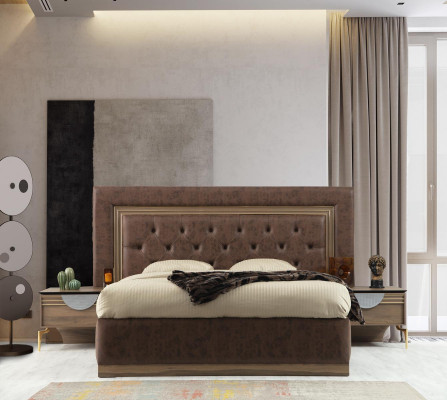 luxuriöse Schlafzimmer Set aus Bett 2x Nachttische und Kleiderschrank 4tlg.