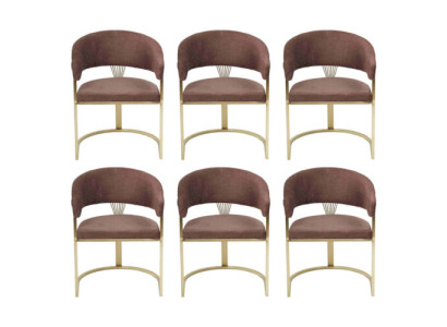 Garnitur Braun Sessel Komplett Design Modernes Set Neu 6x Stühle Stuhl Polster